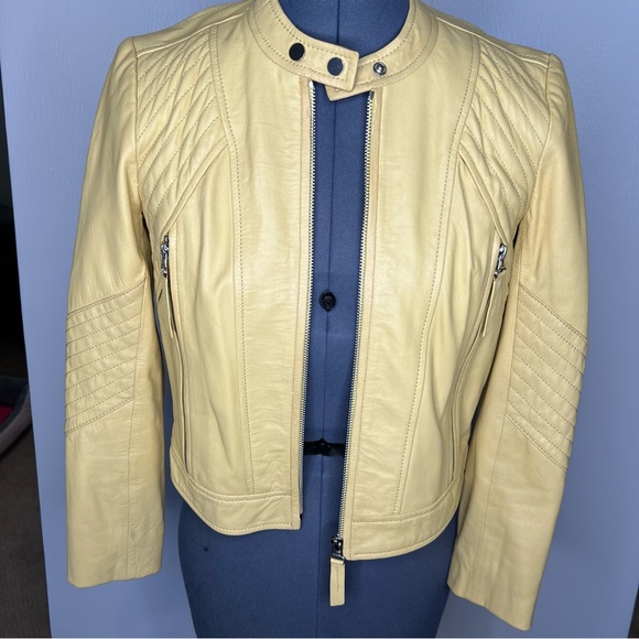Rebecca Taylor Yellow Lamb Leather Jacket - Picture 5 of 14